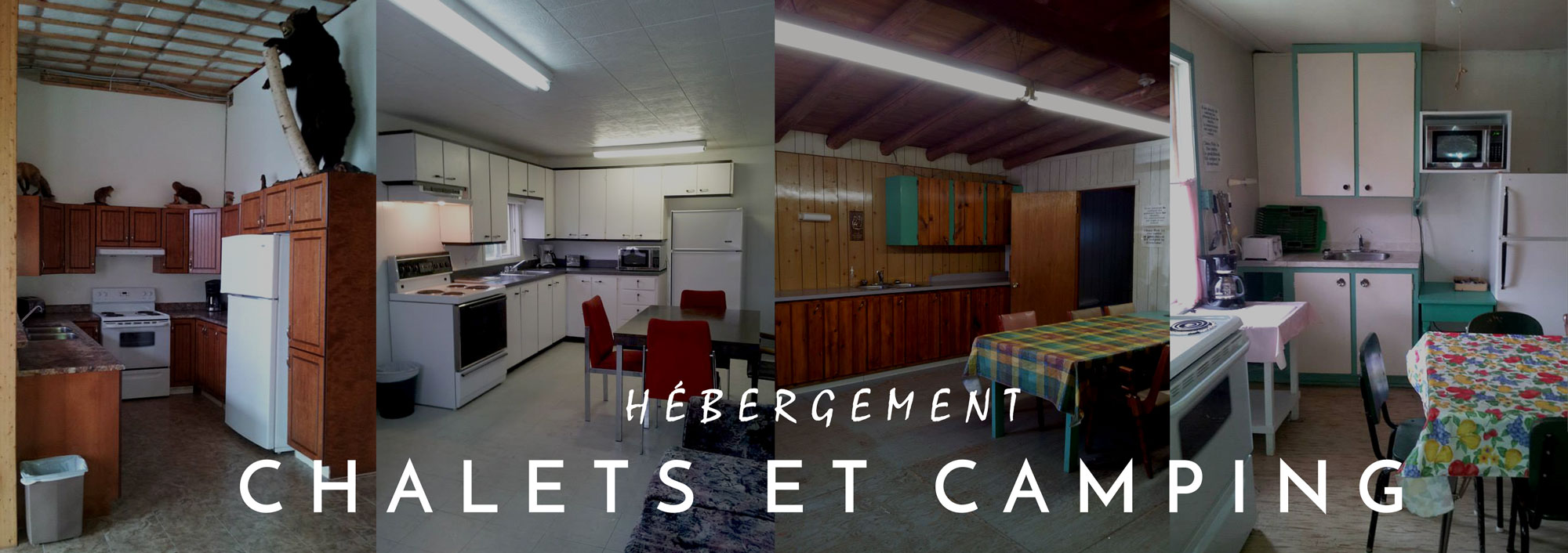 cuisine, chalet, table, armoires, chaises