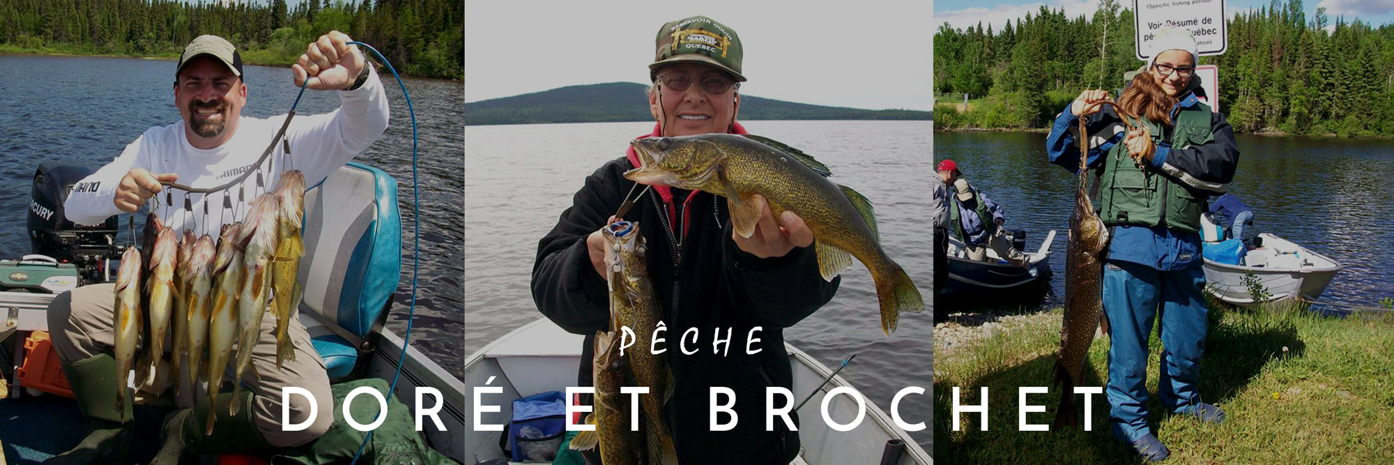 poissons, doré, brochet, homme, femme, jeune fille, pêche, bateau