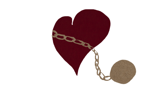 coeur avec chaines et boulet